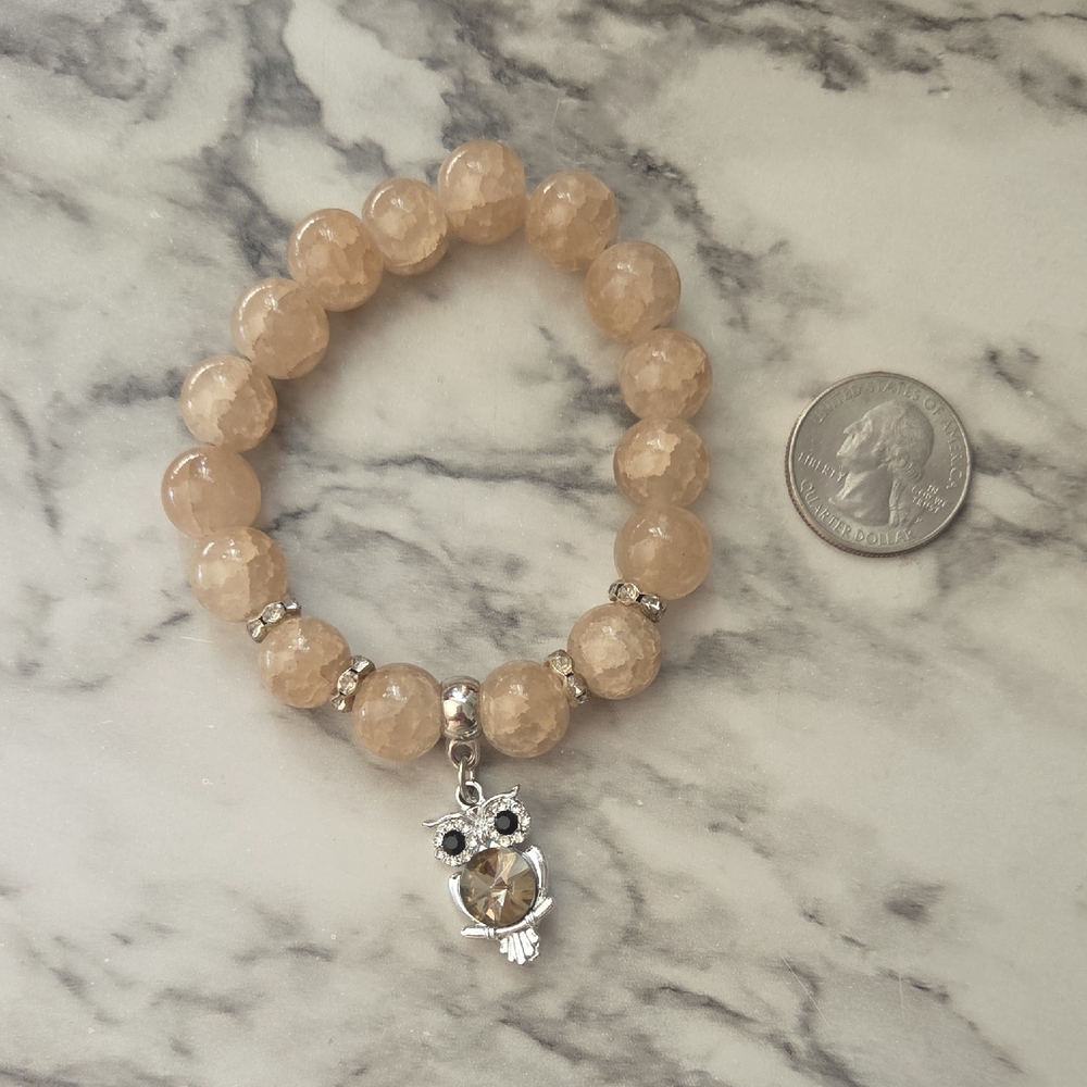 Elegant Owl Charm Bracelet in Gold